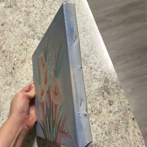 Original acrylic Painting- pink Callie Lillie’s - unframed, vintage wear, damage - Picture 3 of 14